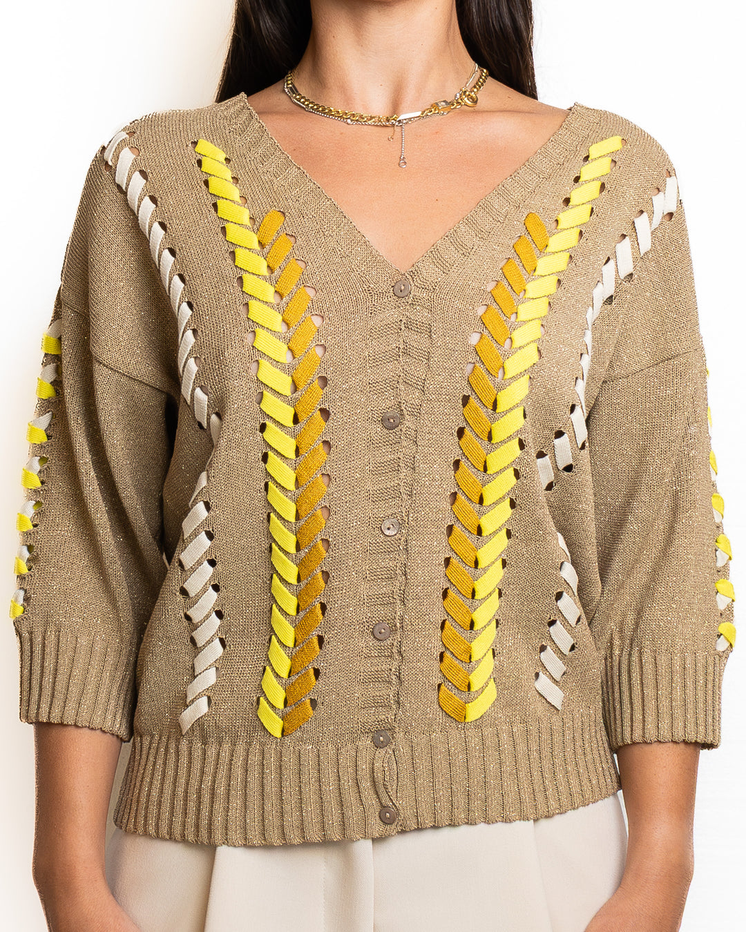 Polyamide Reciclato-Blend Shirt in Brown by Tricot Chic - MODA39