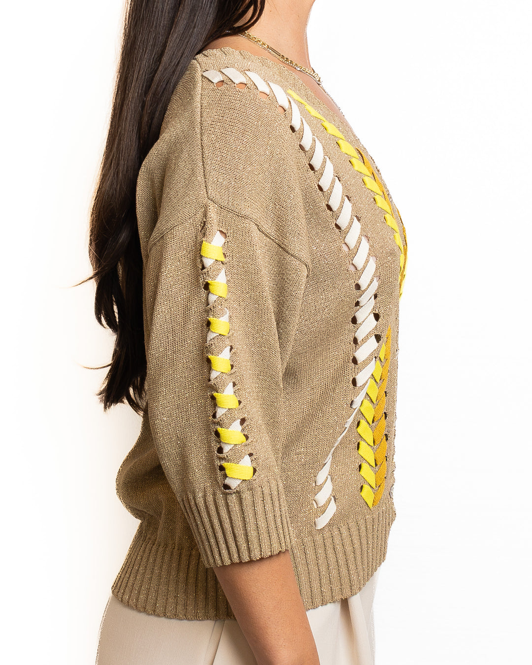 Polyamide Reciclato-Blend Shirt in Brown by Tricot Chic - view 2