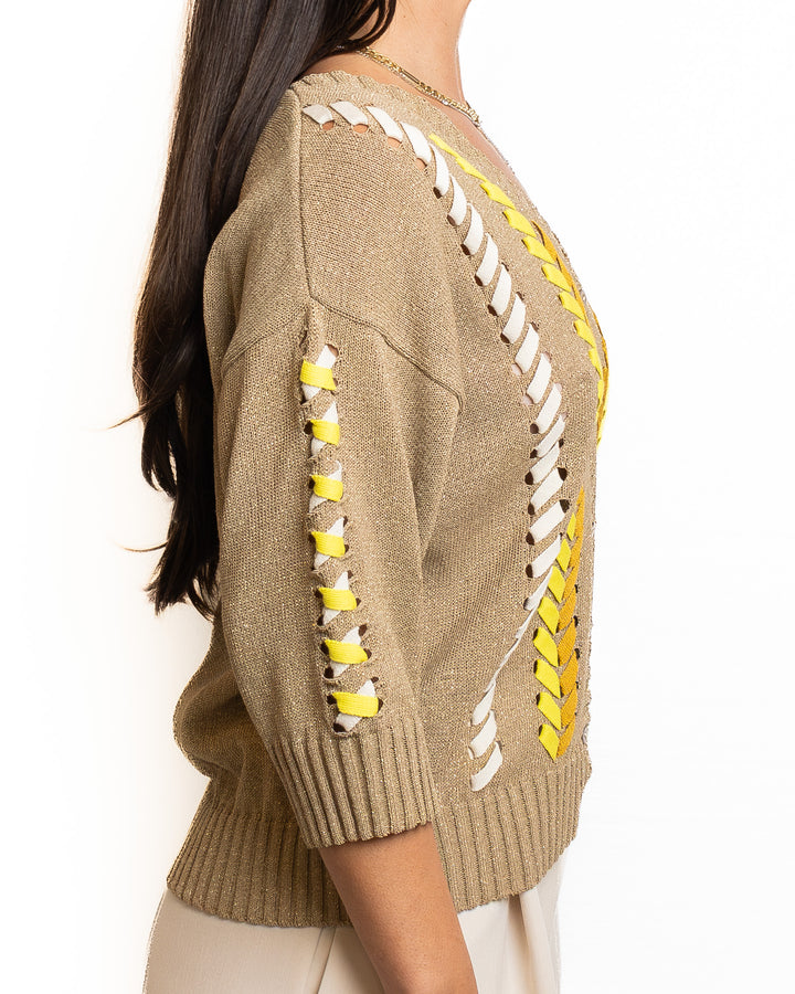 Polyamide Reciclato-Blend Shirt in Brown by Tricot Chic - view 2