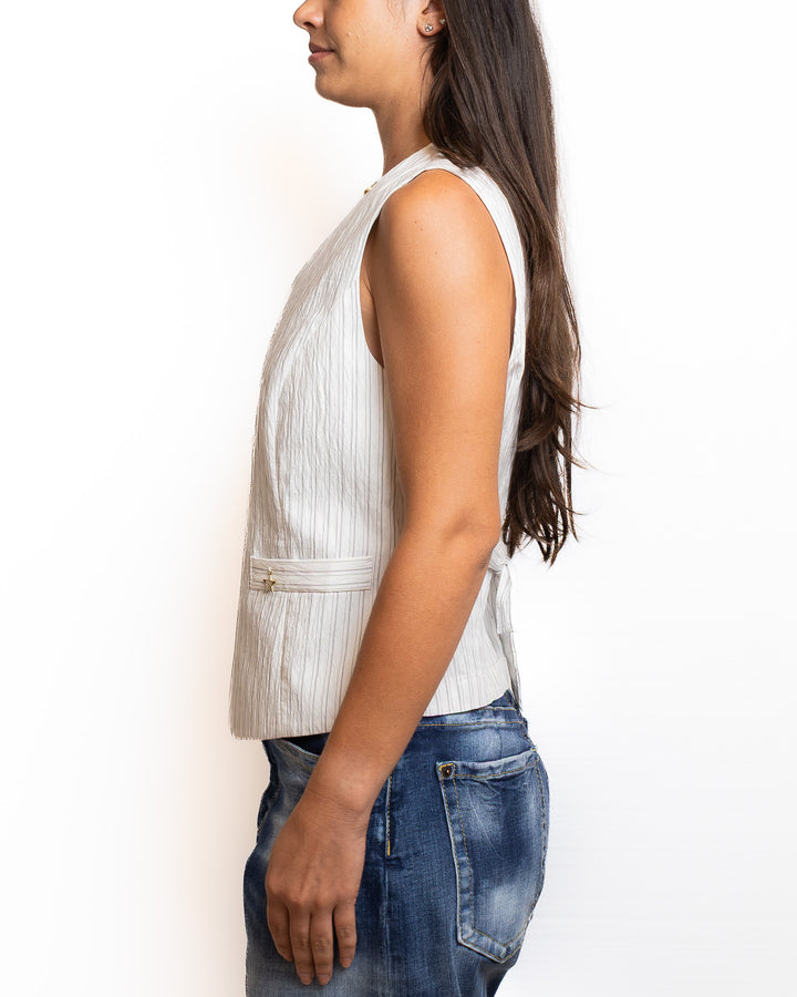 Modal-Blend Vest in White by Souvenir Clubbing - view 4