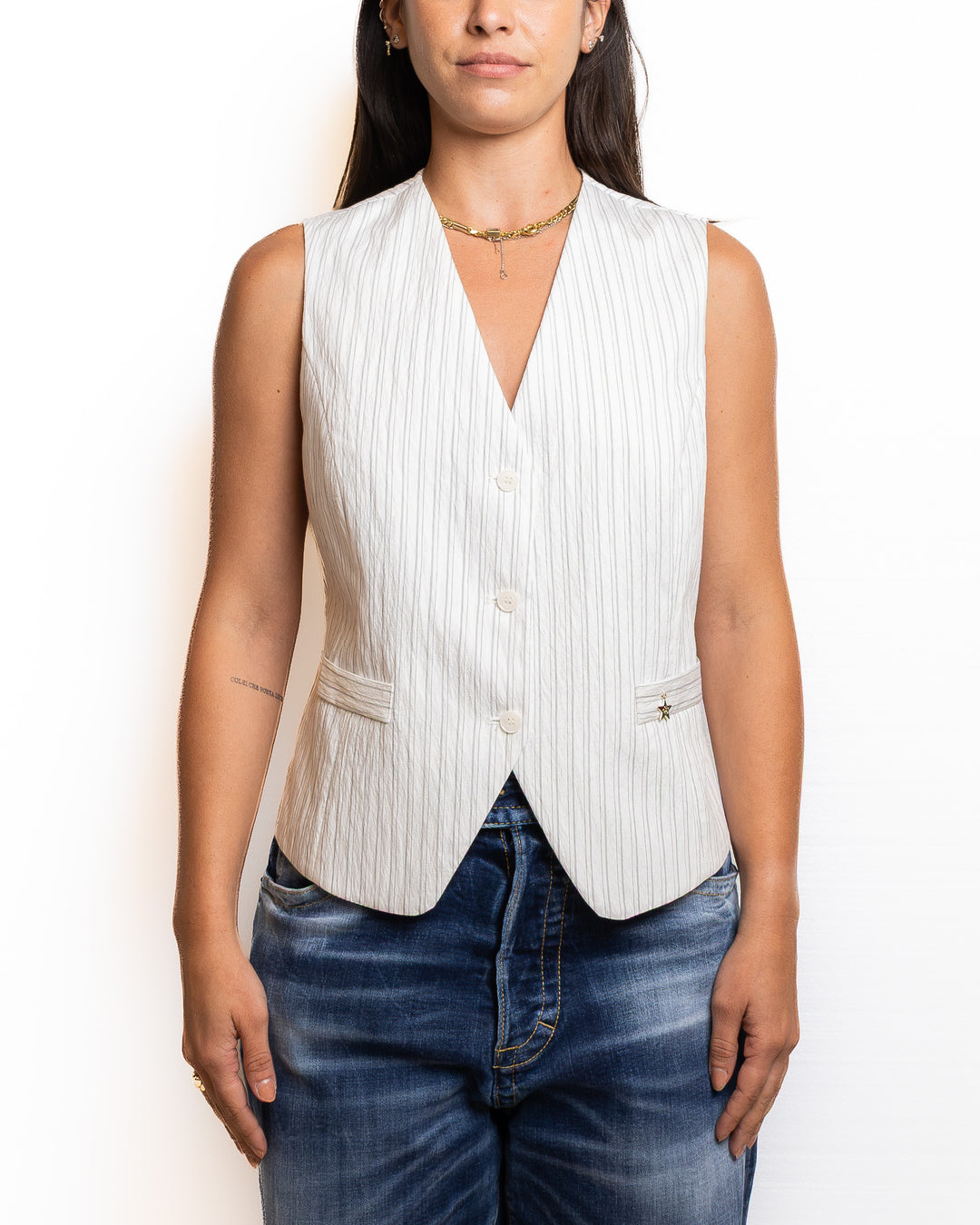 Modal-Blend Vest in White by Souvenir Clubbing - view 5