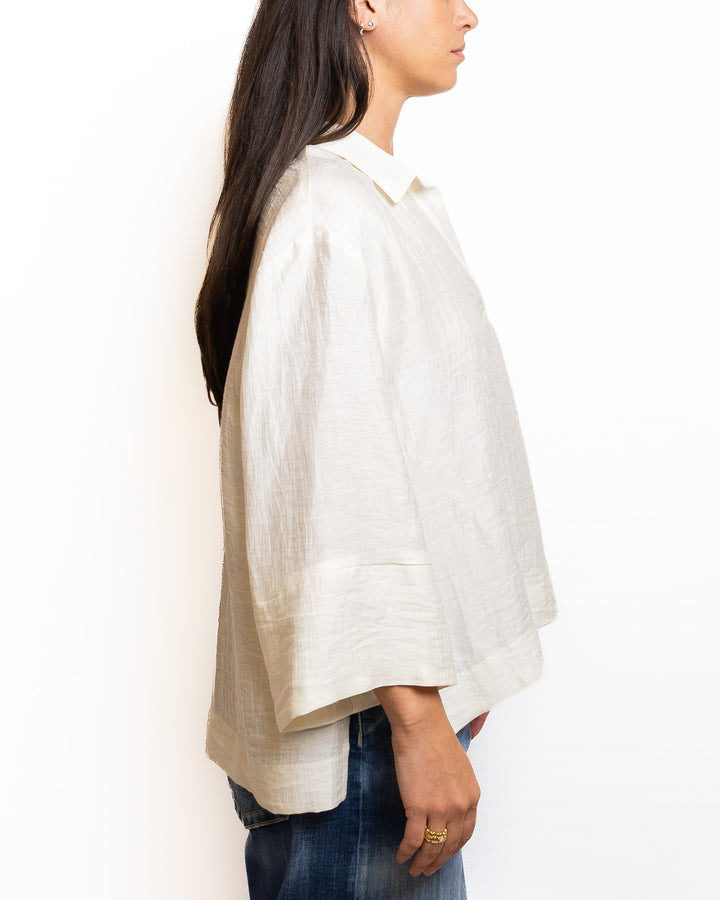Linen-Blend Shirt in Cream by Souvenir Clubbing - view 2