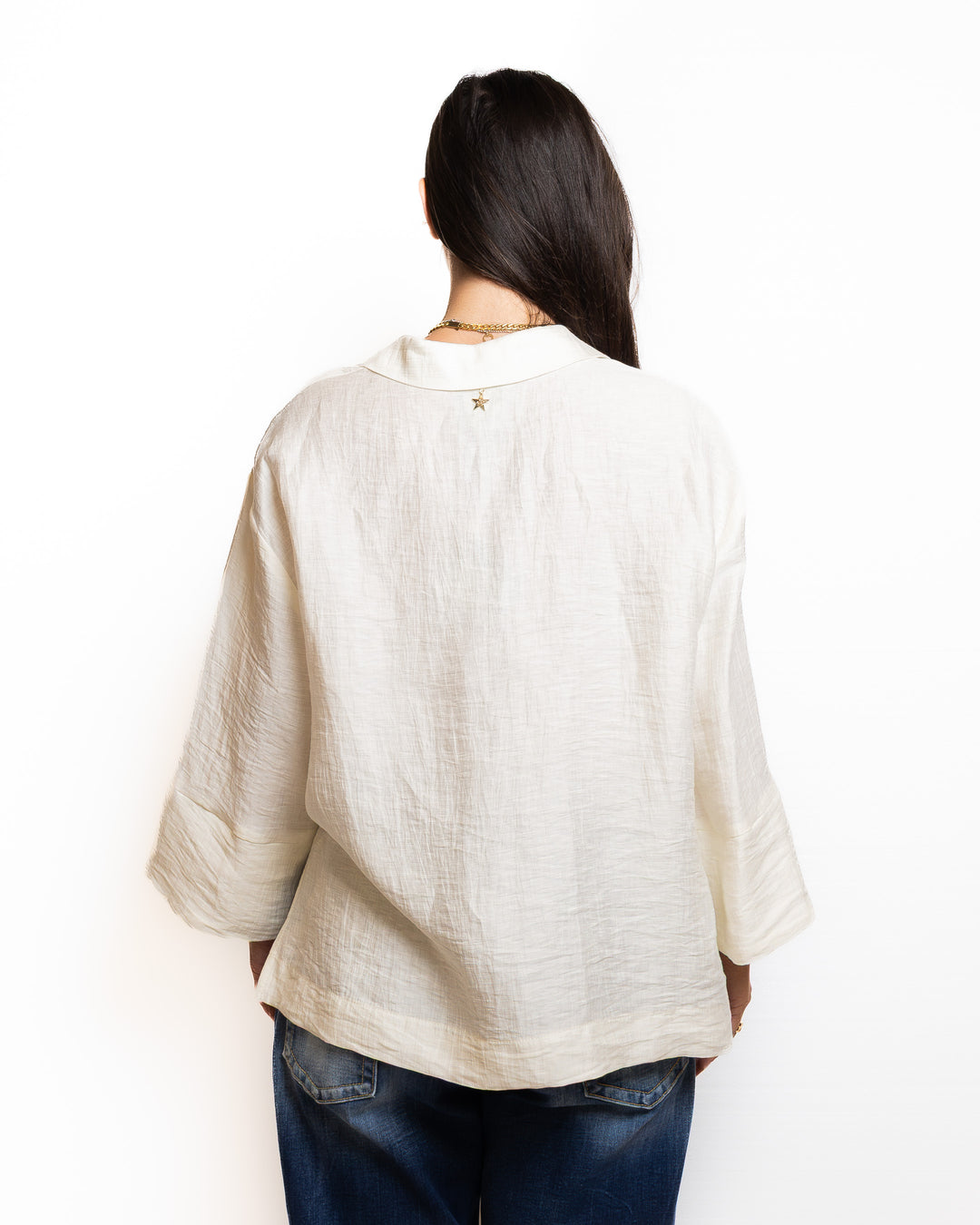 Linen-Blend Shirt in Cream by Souvenir Clubbing - view 3