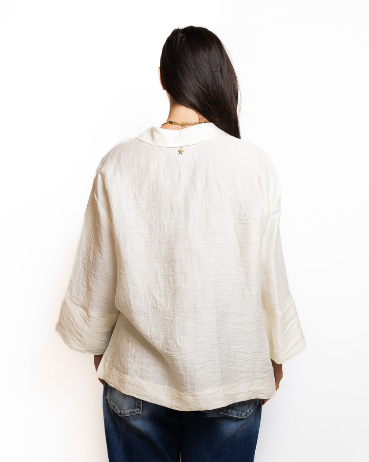 Linen-Blend Shirt in Cream by Souvenir Clubbing - view 3