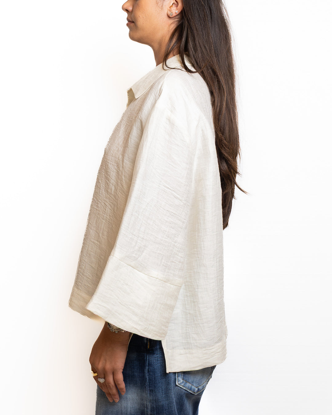 Linen-Blend Shirt in Cream by Souvenir Clubbing - view 5