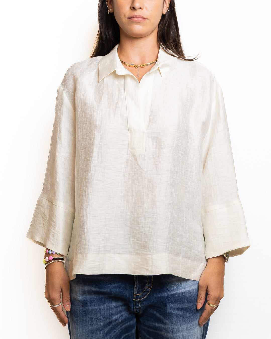 Linen-Blend Shirt in Cream by Souvenir Clubbing - view 6