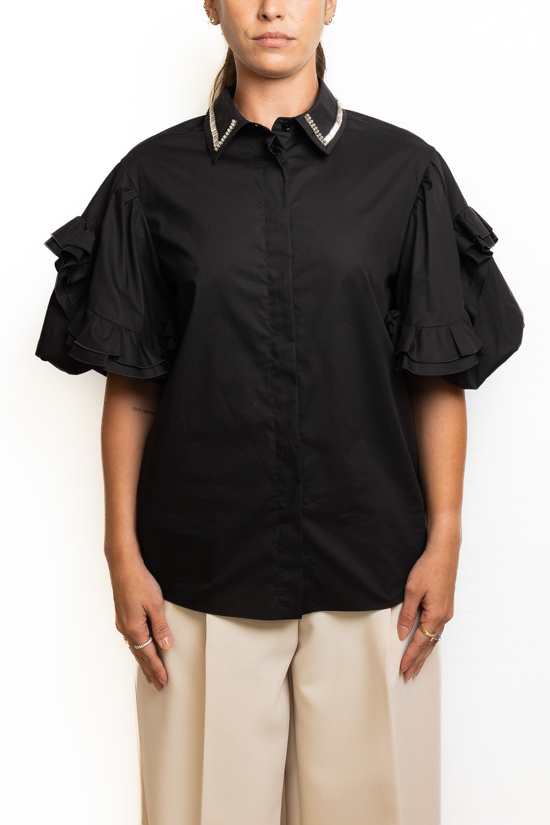 Cotton Shirt in Black by Dahlo - view 4