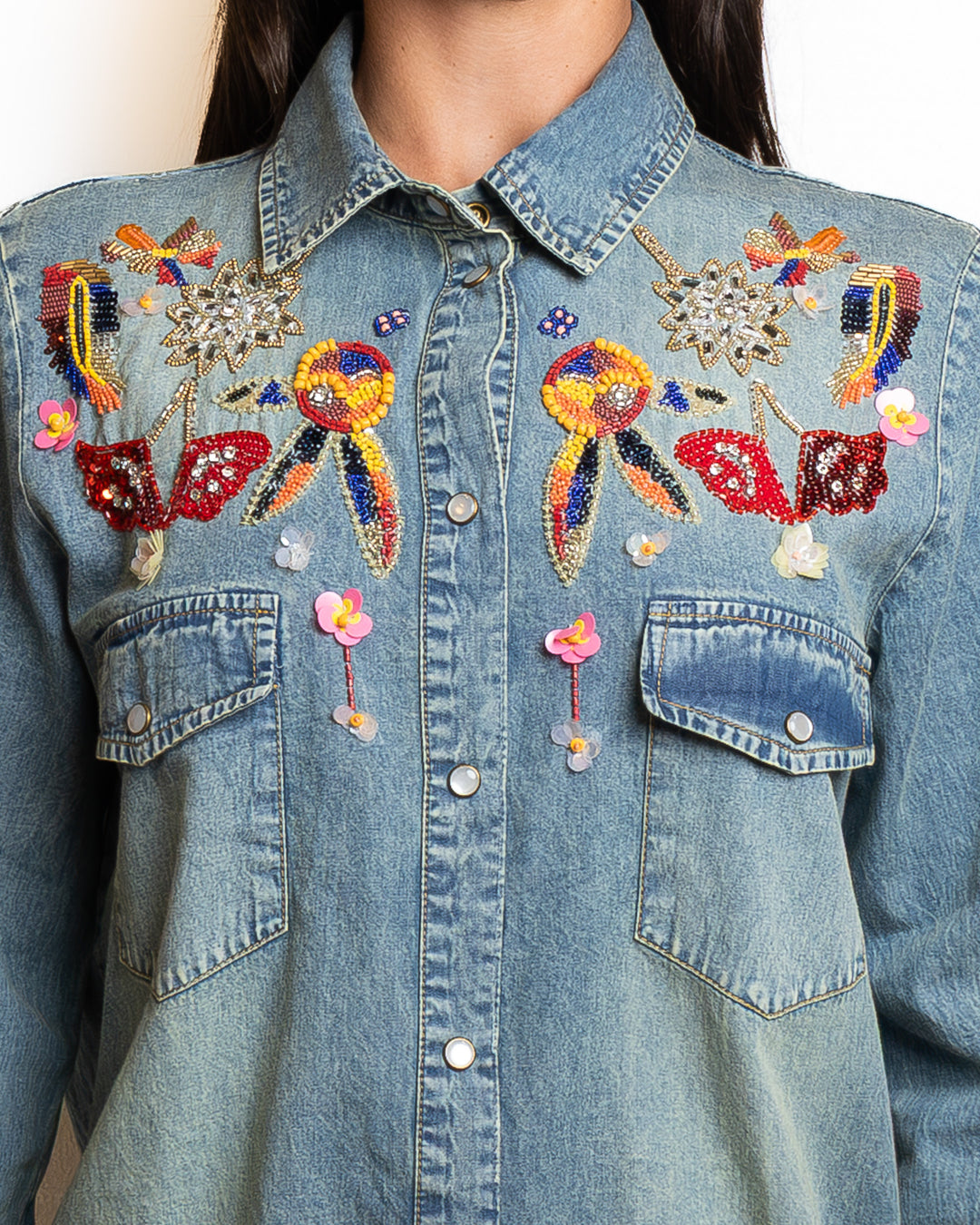Cotton Shirt in Denim by Souvenir Clubbing - MODA39