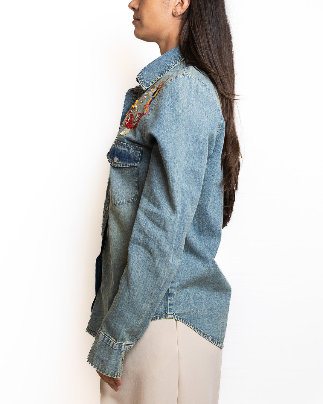 Cotton Shirt in Denim by Souvenir Clubbing - view 3