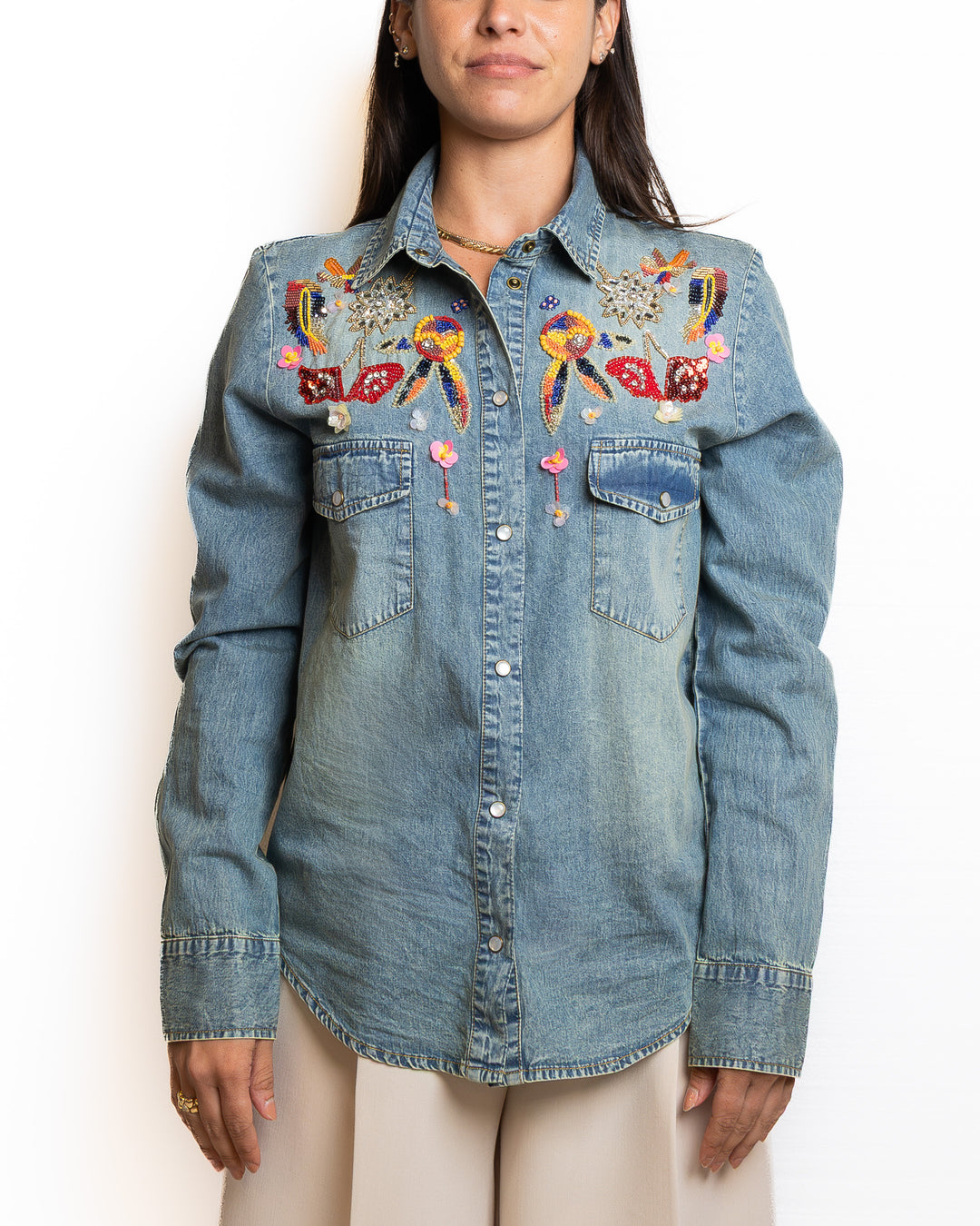 Cotton Shirt in Denim by Souvenir Clubbing - view 4